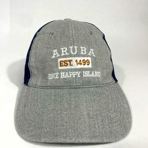 Aruba One Happy Island Heathered Gray Hat Cap Strap Back Est 1499 New